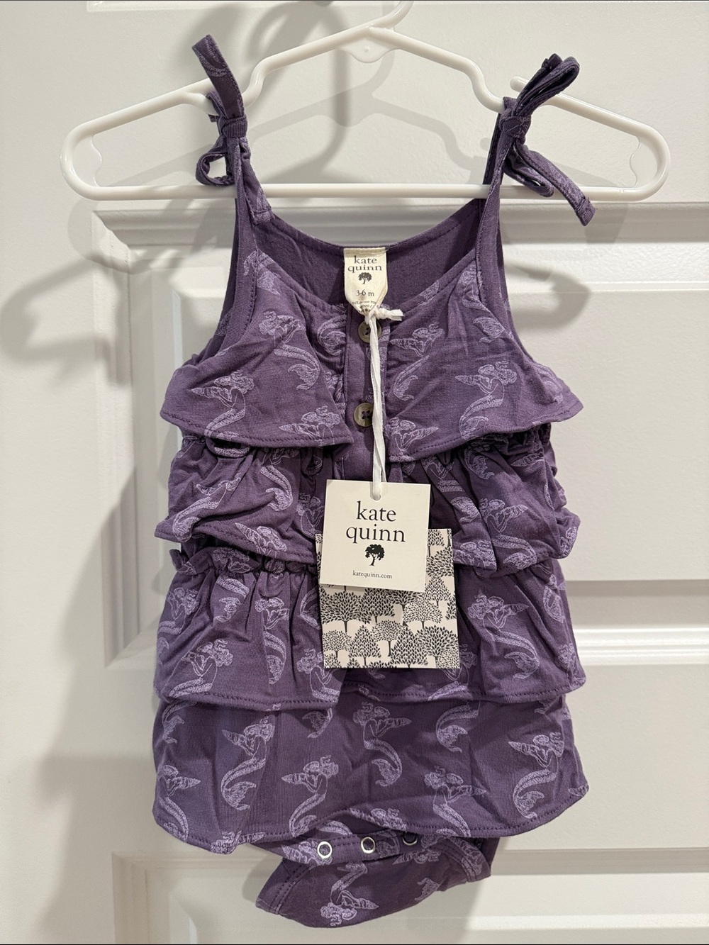 Kate Quinn Spaghetti Tie Tiered Dress Bodysuit- Purple Mermaid Shell